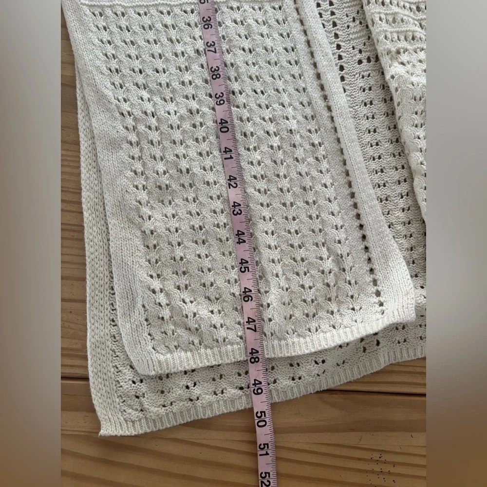 BDG Ivory Open-Knit Sleeveless Cardigan